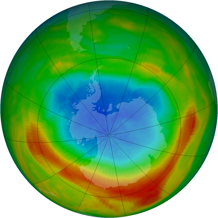Antarctic ozone map for 19 October 1980